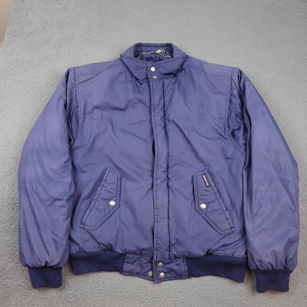 Members Only Jacket Mens 42L Navy Blue Bomber Quilted Lined Zip Ribbed Cuffs